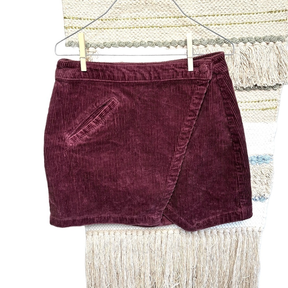 Forever 21 Wrap Corduroy Skirt Size Large Deep Purple - Picture 3 of 4